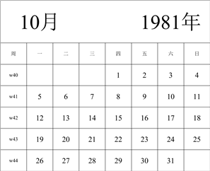 1981年日历